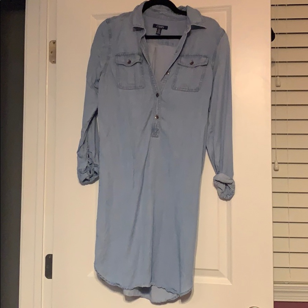 Denim button down dress
